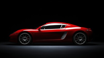 Obraz premium Red sports car exuding power and elegance on a sleek dark backdrop