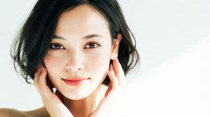 ショートヘアの美しい女性の美容イメージ