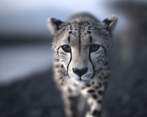 Obraz premium Cheetah in focus, blurred background