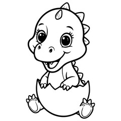 Adorable Baby Dinosaur Hatching from Egg for Coloring Fun