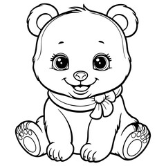 Adorable Baby Bear Wearing a Scarf Sitting and Smiling Drawing