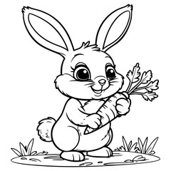 Bunny Holding Carrot Coloring Page