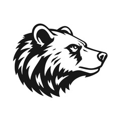 Bear head, wild animal emblem, fierce bear face, forest animal icon, vector illustration	