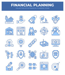 Financial Planning Icons. A Collection of 25 Essential Business Icons