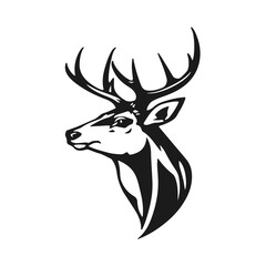 Deer head silhouette, deer face vector illustration, wild animal design, deer logo	