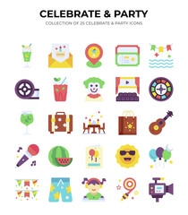 Celebrate & Party. Collection of 25 Fun Party Icons