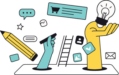 Creative Process Vector Illustration on White Background.