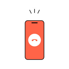 スマートフォンで電話を切るイメージイラスト素材