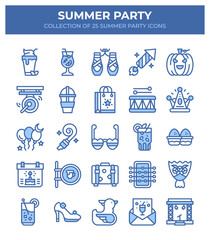 Summer Party Icons. 25 Fun Celebration Vector Graphics