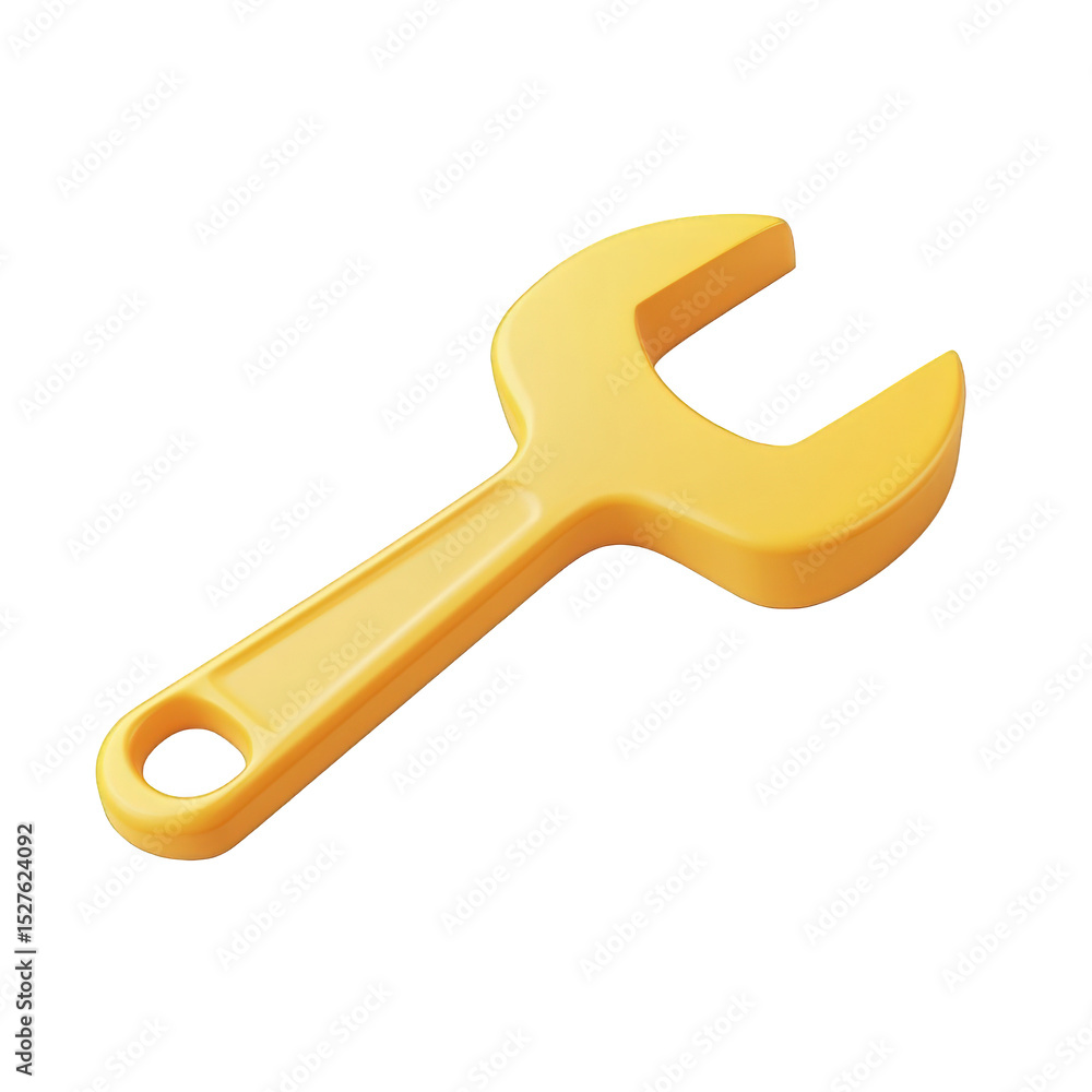 Poster yellow 3d render of a wrench tool icon isolated on simple repair maintenance setting configuration f