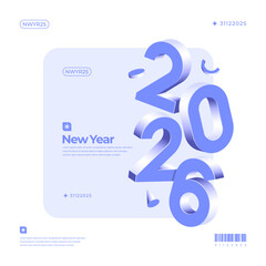 Obraz premium A vibrant and modern design showcasing the year 2026 in a dynamic color combinations