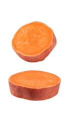 sweet potato slices isolated on transparent background.