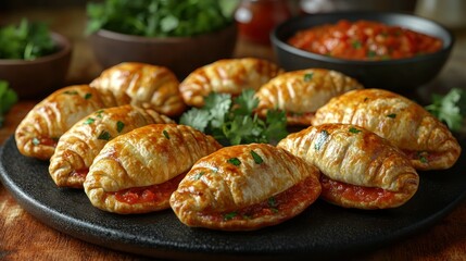 Savory, bite-sized pastries filled with a tomato sauce