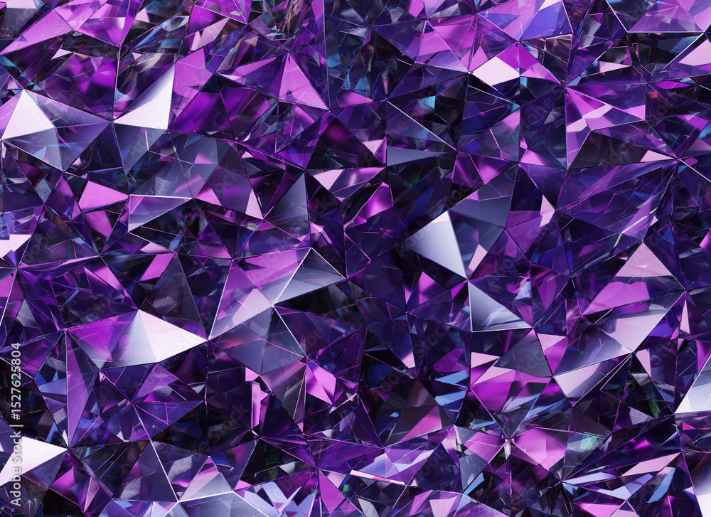 Poster luxury abstract realistic purple crystal texture reflection close up background 3d rendering
