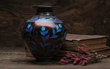 Decorative vase and books
