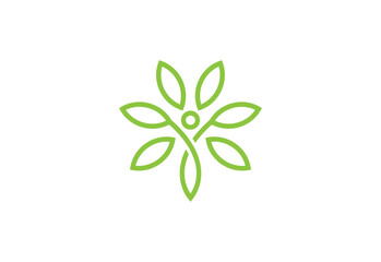 tree people logo design line art vector illustration