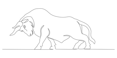 Minimalist Bull – Continuous Line Vector Illustration