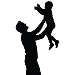 Fatherhood Joy Silhouette of Father Lifting Child in Air with Loving Expression