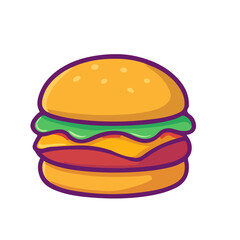 Cheeseburger Cartoon Vector - Fast Food Illustration