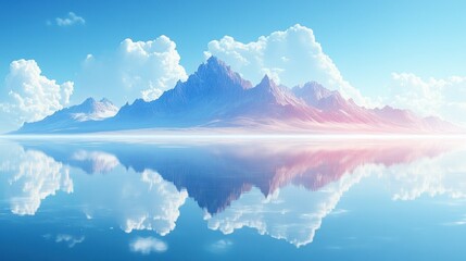 Serene mountain island reflection