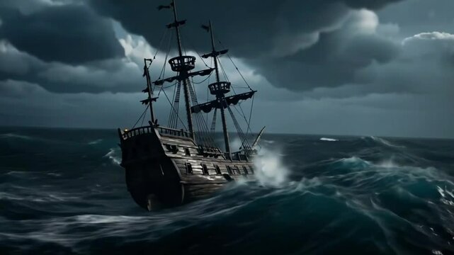 Gaele&oacute;n pirata surcando los mares