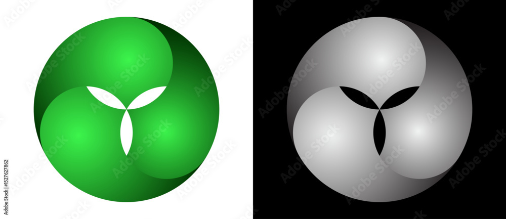 Poster green colors circle in spiral. eco-friendly logo concept, icon or design element. the same shape in 
