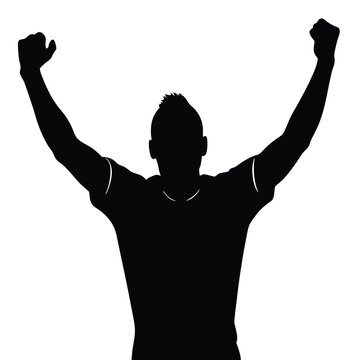 recommend clip art: Silhouette of a Person Celebrating Success, Arms Raised in Victory, Isolated on White