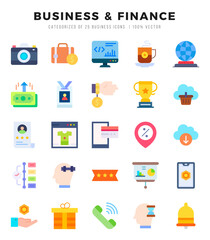 Business & Finance Icon Pack 25 Vector Symbols for Web Design.
