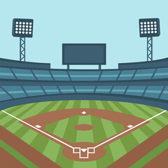 Baseball Softball field flat design, sports and leisure concept