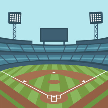 Baseball Softball field flat design, sports and leisure concept
