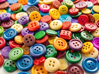 Obraz premium Close-up, isolated buttons against a white backdropâ€”high-resolution drone images.