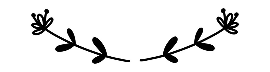 Decorative text dividers floral doodle. Wedding decorative element. Divider ornament, borders, lines. Hand drawn vector illustration isolated on white background