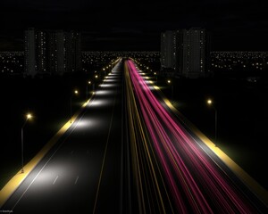 Fototapeta premium Night highway through city