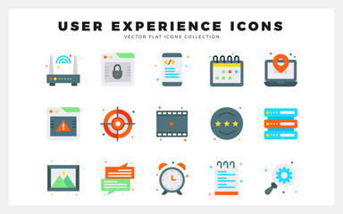 15 User Experience Flat icon pack. vector illustration.
