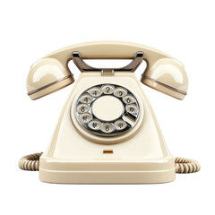 Vintage Telephone Nostalgia Classic Rotary Dial Phone Antique Ivory Design on transparent background