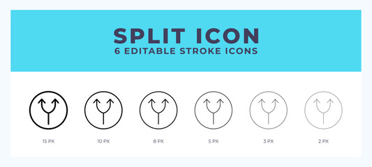 Split icon with different stroke. Vector illustration.