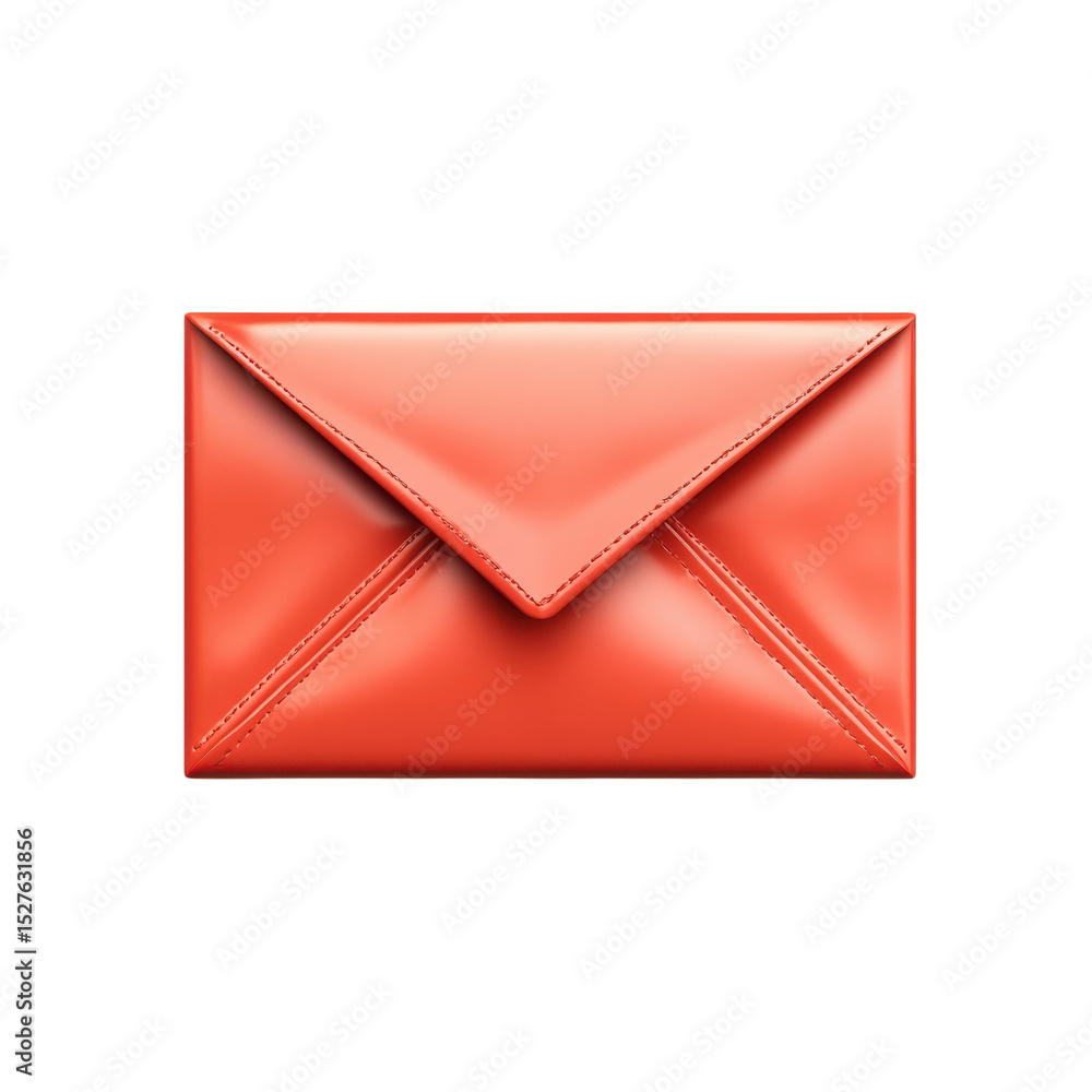 Poster vivid red envelope message mail correspondence communication elegant on transparent background