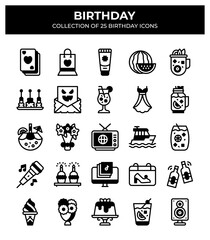 Birthday Icons Collection. 25 Unique Party Vector Icons
