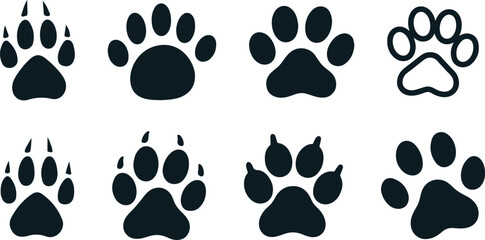 paw print icons. Cute Animal Paw Prints Silhouette Vector Set