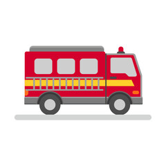 Simple line art vector of a Fire Truck, with simple lines, on a white background