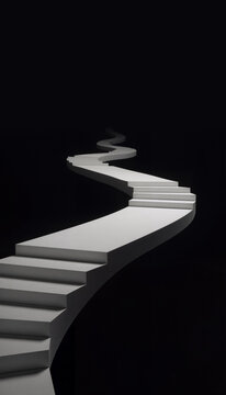 Minimal curved path on black background representing journey