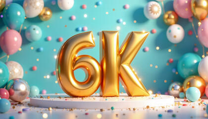 Obraz premium 6K sparkling number celebration scene with colorful confetti