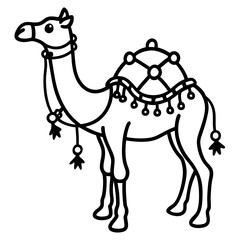 Decorated camel outline illustration
