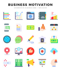 BUSINESS MOTIVATION icons set for website and mobile site and apps.
