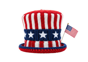 Isolated Patriotic Uncle Sam Hat with American Flag