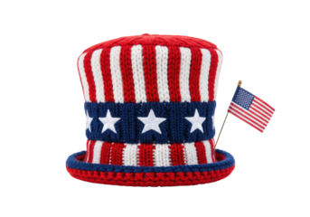 Isolated Patriotic Uncle Sam Hat with American Flag