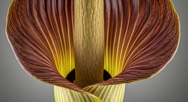 Titan Arum Bloom: A striking close-up of a Titan Arum flower reveals its monumental size, complex textures, and mesmerizing beauty in exquisite detail.