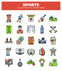 Collection of 25 Colorful Sports Icons