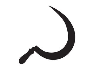 Vector isolated sickle tool colorless black and white outline silhouette shadow shape stencil solid black