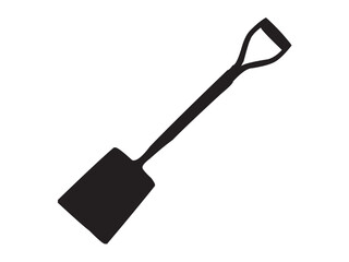 Vector isolated shovel tool colorless black and white outline silhouette shadow shape stencil solid black